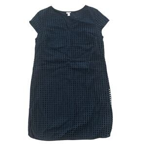 Merona Womens Size Large Black Cap Sleeve Eyelet Lined Above Knee Length Dress